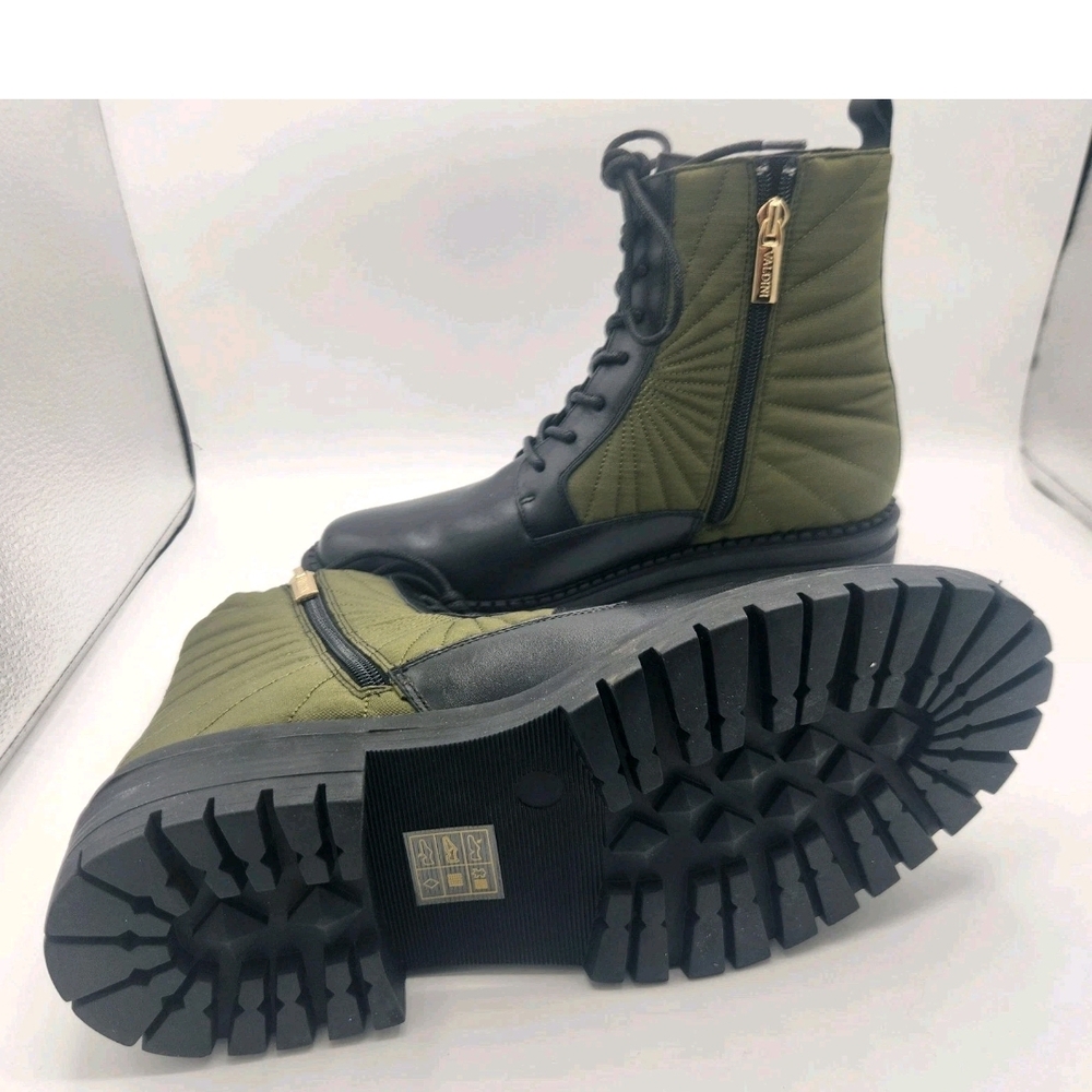 Valdini Klip Olive Green Gold Zip Velour Lining Ankle Boots Womens Size 8.5 NEW - Picture 11 of 14
